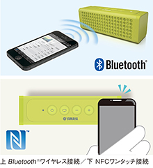上：Bluetooth®ワイヤレス接続／下：NFCワンタッチ接続
