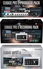 プロフェッショナルな音楽制作環境を構築できるセット 
スタインバーグ・ソフトウエア・ハードウエア Cubase 8 バンドルパッケージ 
『Cubase Pro 8 Producer Pack』 
『Cubase Pro 8 Recording Pack』 
『Cubase Artist 8 Recording Pack』